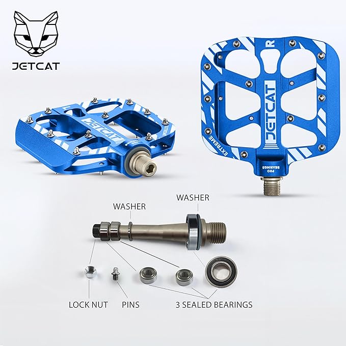 Mountain Bike Pedals Flat - MTB Pedals Flat, Bicycle Pedals, Road Bike Pedals, BMX Pedals, for BMX MTN Road Gravel EBike, Specialized Parts, Adults, Aluminum Metal Stamp 9/16"