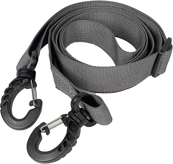 Sling Strap (Grey) - Adjustable Slide up to 58" Long | Includes Metal Clips | Made of Nylon Construction | Durable | Can be Used in Handlebar Bags & Stem Bags | Made in USA