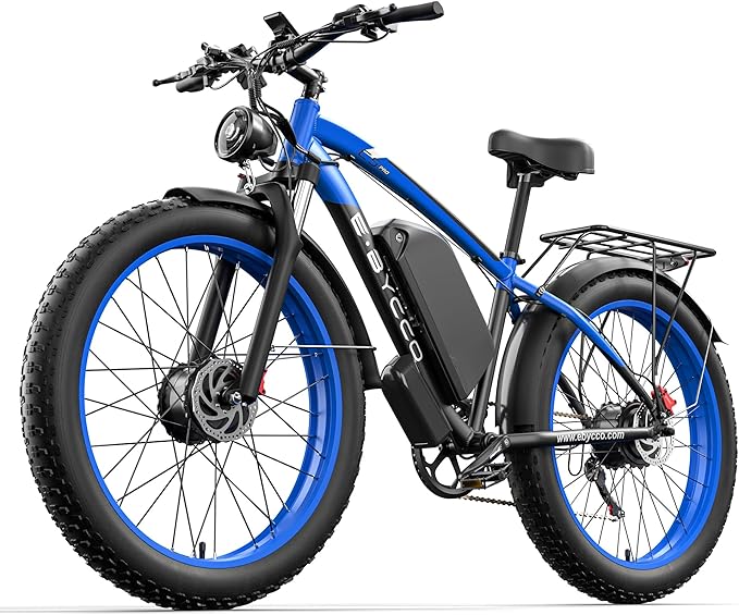 E·Bycco 5000W Peak Dual Motor Electric Bike for Adults, 24" Fat Tire Ebikes 52V 32AH, Max 45 MPH, 100 Miles Long Range, Hydraulic Brake, Pedal Assist Mountain Electric Bicycle