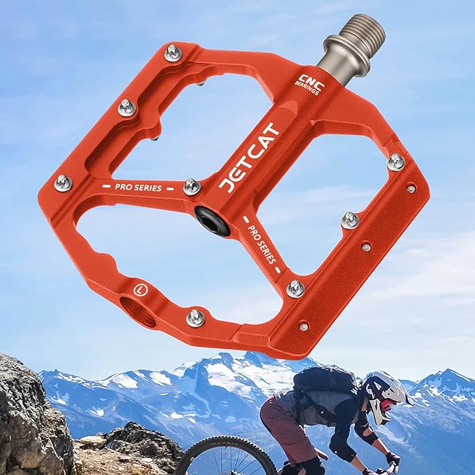 Mountain Bike Pedals Flat - MTB Pedals Flat, Bicycle Pedals, Road Bike Pedals, BMX Pedals, for BMX MTN Road Gravel EBike, Specialized Parts, Adults, Aluminum Metal Stamp 9/16"