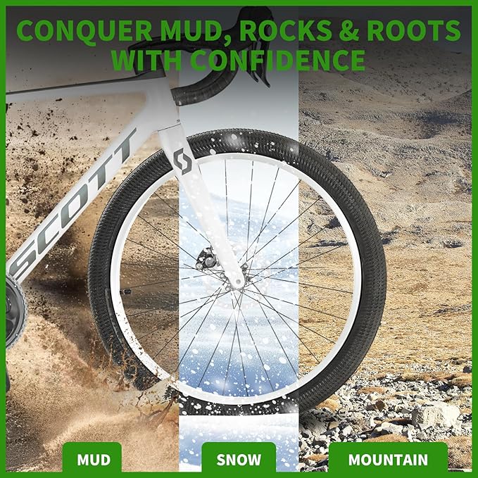 2-Pack Mountain Bike Tires & Inner Tubes Set 20X 1.75-2.125 Folding Puncture-Resistant Replacement Tires with Pair 1.75-2.125 Inner Tubes & Tire Levers for MTB Off-Road Bikes