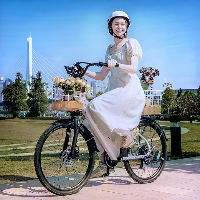 Electric Bike for Adults, 1000W Peak Motor, 60 Miles 22Mph Electric Bike, 26" Commuter E Bikes with 48V 10.4Ah Removable Battery, Step-Thru Ebike, Adjustable Stem, 7-Speed & Front Suspension