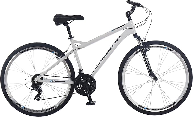 Schwinn Network 3.5 Hybrid Bike, 700c Mens and Womens Bike, 21-Speed Hybrid Bicycle, Aluminum Frame, Suspension Seat, Alloy Linear Pull Brakes, Adult Bicycle