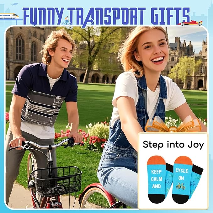 Zmart Transportation Gifts for Adult - Train Race Car Truck Bicycle Motorcycle Socks for Men