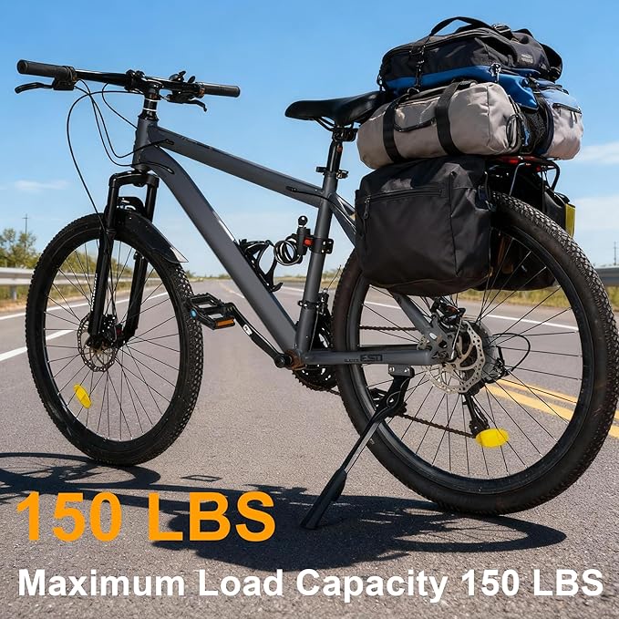 RUTU Bike Kickstand 24"-29",Adjustable Adult Bicycle Kickstand for Ebike,Mountain Bike,Fat Tire Bike,Two holes to install,Max Load 150LBS
