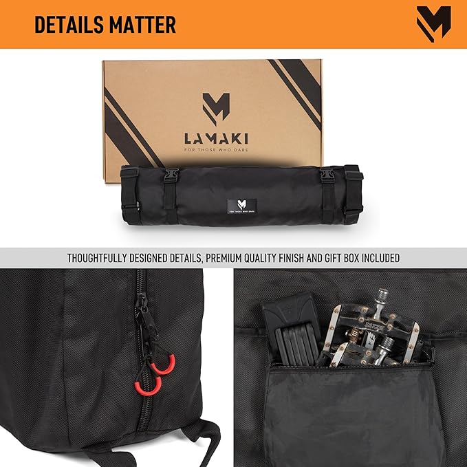 lamaki Bike Travel Bag XXL for Road & Gravel, MTB 26-29 inch - Only Remove the Front Wheel - Premium Metal Zippers, Heavy Duty Nylon 1680D - Bike Transport Bag - Ideal for Bikepacking