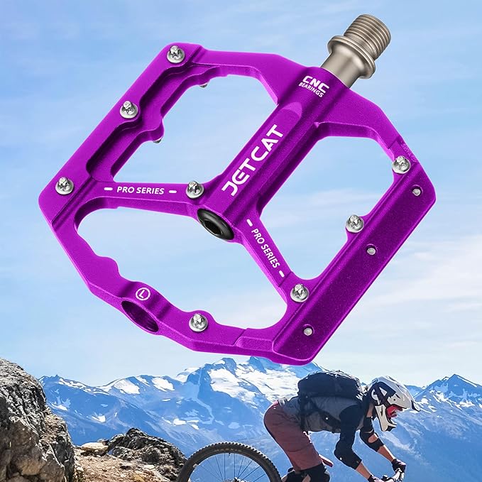 Mountain Bike Pedals Flat - MTB Pedals Flat, Bicycle Pedals, Road Bike Pedals, BMX Pedals, for BMX MTN Road Gravel EBike, Specialized Parts, Adults, Aluminum Metal Stamp 9/16"