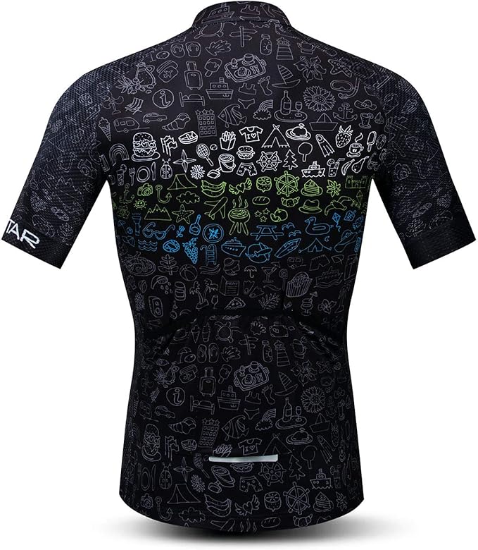 Cycling Jersey Men USA Summer Bike Short Sleeve 3-Pockets Breathable Quick-Dry Shirt S-3XL