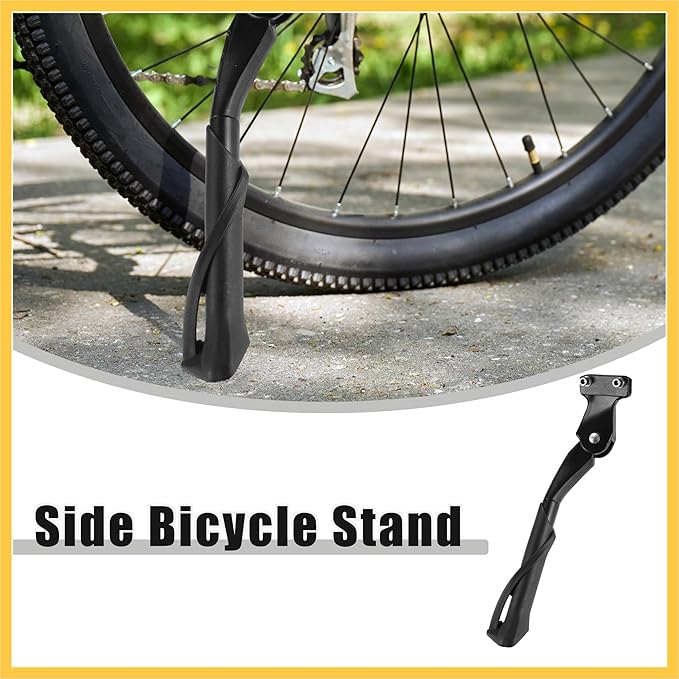 Fit 20-22 Inch Bicycles Adjustable Bicycle Stand with Central 2 Holes Non-Slip Side Stand Kickstand Bicycle for Mountain Bike E-Bike Trekking Auto Replacement Parts