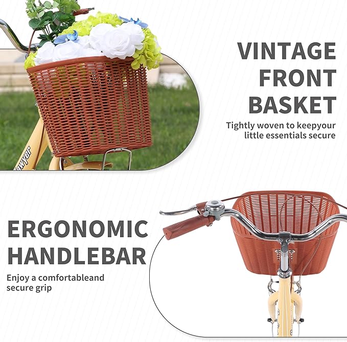 Adult Comfort Bike for Women, 24/26 Inch Women' Commuter Bicycle Single Speed with Rear Rack and Basket, Comfortable City Bikes Ergonomic Upright Design for Women, Men and Teens