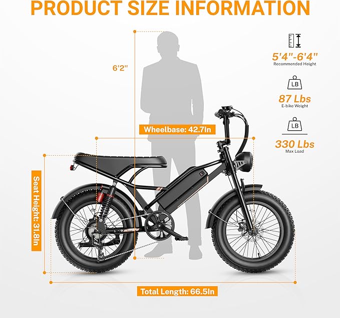 Electric Bike for Adults Teens,3000W/2000W Peak,20"/16" Fat Tire Off Road Dirt Ebike,80/55 Miles LongRanger,32/28 MPH E Bike Bicycles, Fat Tire All Terrain E-Bike,E Bike for Hunting,YR20 with Footrest