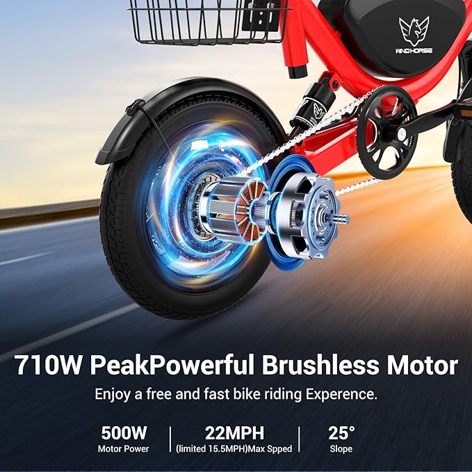 SEHOMY Folding Electric Bike for Adults 330LBS, 710W Peak Motor, 22mph ults Electric Bicycles, 14" Foldable Ebike for Teen 13+, 36V Battery, 35MIles Range, Throttle & Pedal Assist, Commuter Ebikes,