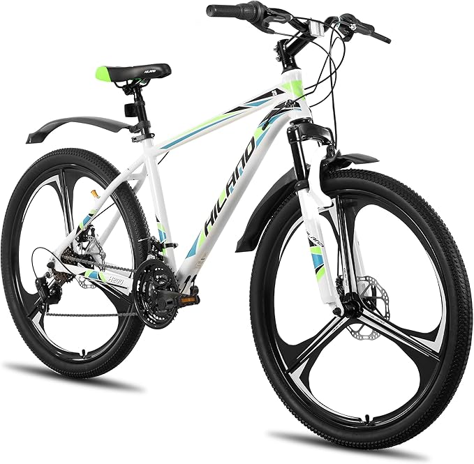 HILAND 26" MTB Mountain Bike for Men Women Adults, 18-Speed, Disc Brake, Lightweight Aluminum Frame, 3/6 Spoke Wheel