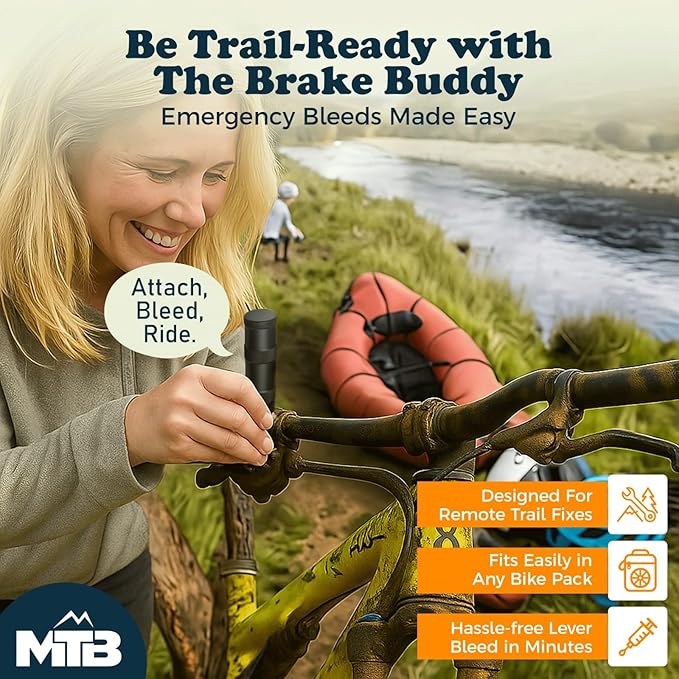 Mountain Trail Buddy's Brake Buddy Hydraulic Brake Bleed Kit | Portable Bleed resevoire, Universal Bleed Kit. Shimano Sram Tektro - Leak Proof Bike Bleeding Kit with Tools & Adapters (Black)