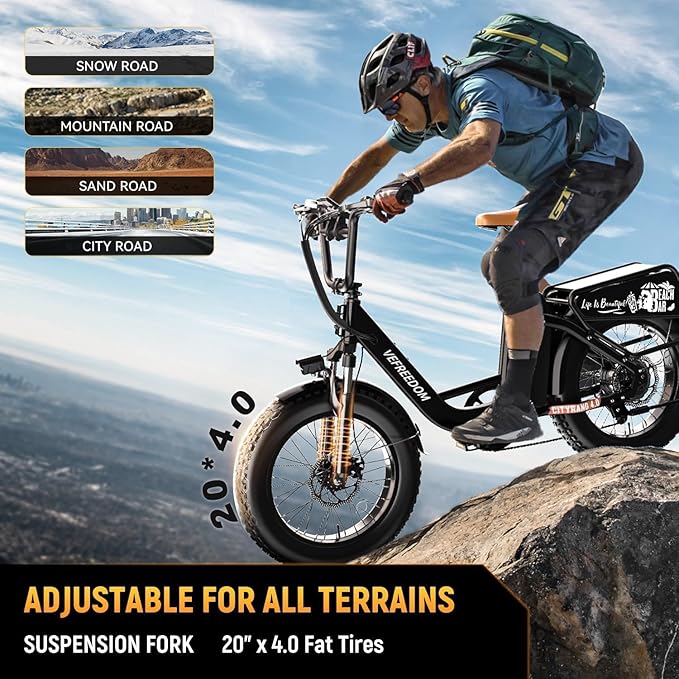 EUY 1500W Peak Electric Bike for Adults, 48V 20Ah Removable Battery Max Range 80Miles & 30MPH Electric Bicycle, 20''×4.0" Fat Tire Ebike,Fast Cargo Ebikes,Commute Mountain E-Bike UL Certified