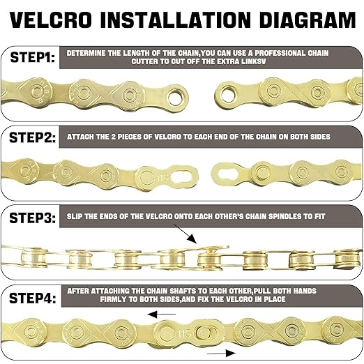 6/7/8/9/10/11/12 Speed Bike Chain – High-Strength, Durable & Smooth-Shifting for Road/Mountain Bikes (Gold-10-Speed)