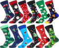 WeciBor Men's Dress Funny Crazy Colorful Novelty Combed Cotton Crew Socks 12 Pack - Size 7-10/10-13/13-15