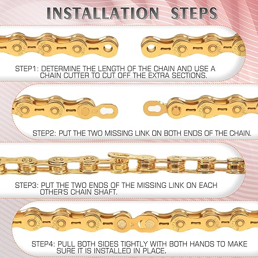 BUCKLOS 6/7/8/9/10/11/12 Speed Bike Chain, High Performance Lightweight Bicycle Chains for Road Bike/Mountain Bike/Ebike,Compatible with Shimano, SRAM, Campagnolo Silver/Gold