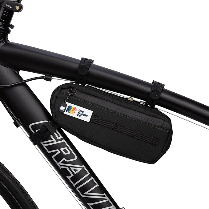 Bike Frame Bag – Waterproof Zippers and Water-Resistant Fabric, Dual Storage Compartments, Adjustable Straps – Fits All Frame Sizes, Perfect for Cycling, Commuting, and Adventure Rides (Black)
