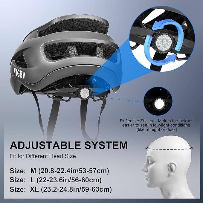 Adult Bike Helmet for Men/Women with Helmet Bag 2 Removable Moisture-Wicking Liners Adjustable Dial Comfort Fit Lightweight Shockproof CPSC 1203 Safety Certified for Road-Ready/Urban-Commute/MTB