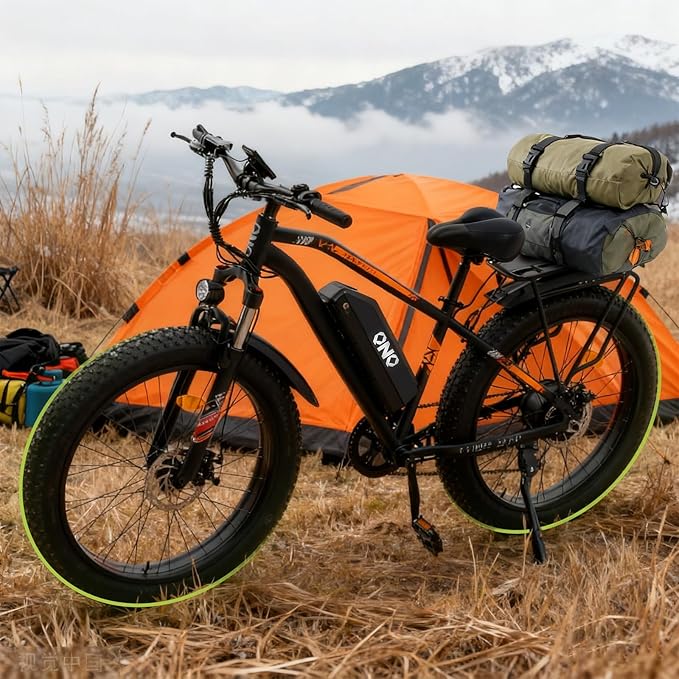 Fat Tire Electric Mountain Bike 1500W Peak, 48V 15Ah Removable Battery,20MPH Speed & 60 Miles Range Electric Bicycles, 26" All Terrain Off Road E-Bike for Adults w/ Lockable Suspension & 7 Speed Gears