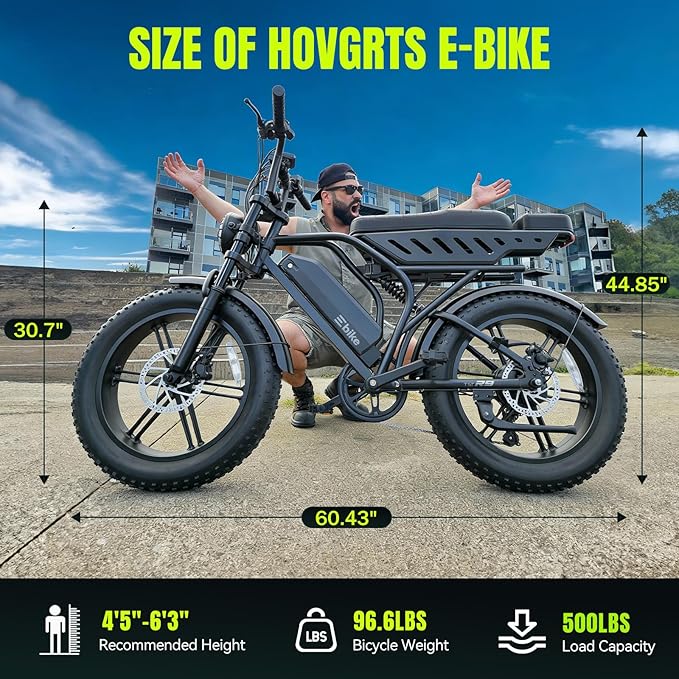 TST Electric Bike for Adults 1500W Peak 20" Fat Tire All-Terrain E-Bike 60/130 Miles 28 MPH Electric Dirt Bike - 48V 15/30 AH Battery Tested to UL 2849 Powered Electric Bicycle