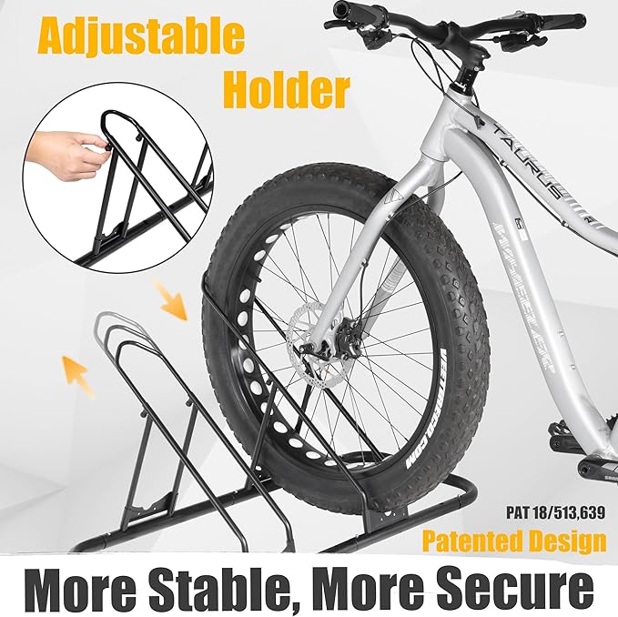 CyclingDeal Bike Rack Floor Parking Bike Stand for up to 6 Bicycles | Indoor, Home & Garage Storage Rack | Stable & Secure Bicycle Stand w/ Tire Grooves Up to 29", Holding Plates & Custom Spacing