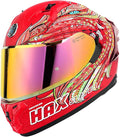 HAX Obsidian Pro Full Face Dual Visor Adult Motorcycle Helmet for Motorbike Street Bike with Pinlock Ready DOT Approved Slyer Red XL
