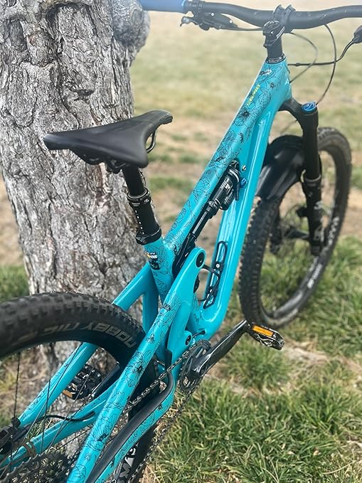 Precut Bike Frame Protection Tape- High Impact Clear Vinyl Wrap Includes 4 Sheets (8.5”x14.5) eBike, MTB Frame Protection, Protects from Scratches and Dings (Poppy Flower)