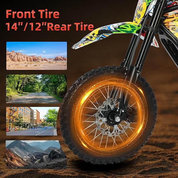 2000W Electric Dirt Bike for Teens & Adults - 37MPH Off-Road EBike, 48V 23AH Removable Battery E Bikes, 14"/12" Fat Tires Bicycle, Hydraulic Brakes Mountain Trail Motorcycle for Ages 13+