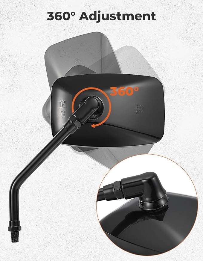 KEMIMOTO ATV Mirrors 8MM 10MM Motorcycle Rearview Mirrors for 7/8" Handlebar Compatible with ATV Polaris Sportsman Dirt Bike Scooter, Black