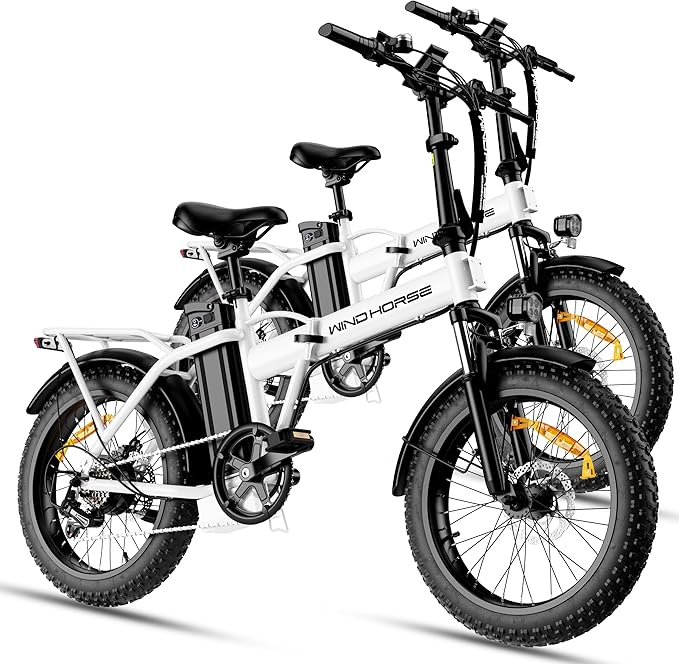 Foldable Electric Bike, Peak 983W Motor Ebike, 40-70 Miles & 20 MPH, 48V Removable Battery, 20" Fat Tire All-Terrain Electric Bicycle for Adults with 7-Speed, Suspension, Rear Rack, UL2849 Certified