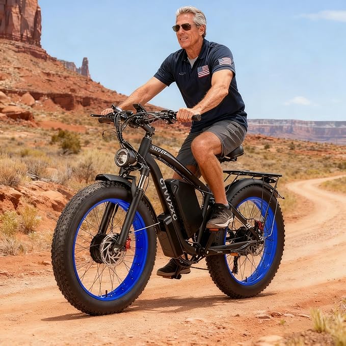 9000W Dual Motor Ebike for Adults Men 45MPH - Fast Electric Bike with 52V 34Ah Battery Up to 100 Miles,Lockable Suspension 24" Fat Tire Electric Bicycle for Off-Road Mountain Snow Commuter