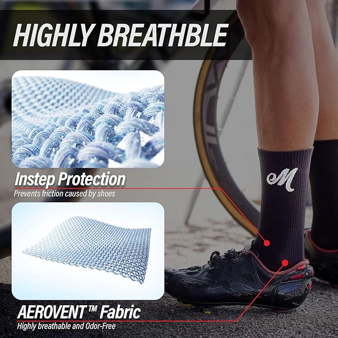 Bike PRO Compression Cycling Socks 1/2/3 Pairs, Crew Hiking Running Athletic Socks