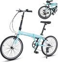 VIRIBUS Folding Bike for Adults, 20 inch Foldable Bike 7 Speed, Lightweight Compact Bicycle, Portable Collapsible Bikes for Adult Men Women City Commuters, 90% Pre-Assembled, Fold Up Bikes