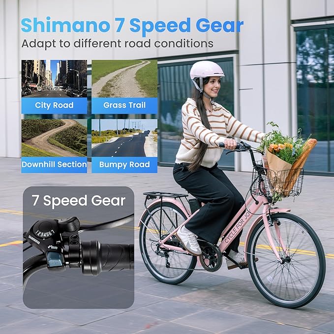 Electric Bike for Adults, 1000W Peak 70Miles + 20MPH Step Thru Electric Bike, Commuter E-Bike with Removable Battery, Dual Brake(Lockable), Detachable Foldable Basket(TUV & UL2849)