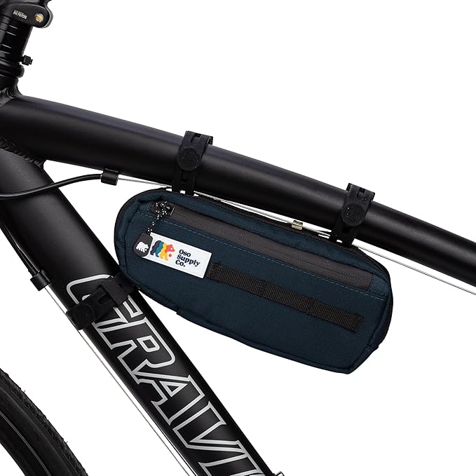 Bike Frame Bag – Waterproof Zippers and Water-Resistant Fabric, Dual Storage Compartments, Adjustable Straps – Fits All Frame Sizes, Perfect for Cycling, Commuting, and Adventure Rides (Navy Blue)