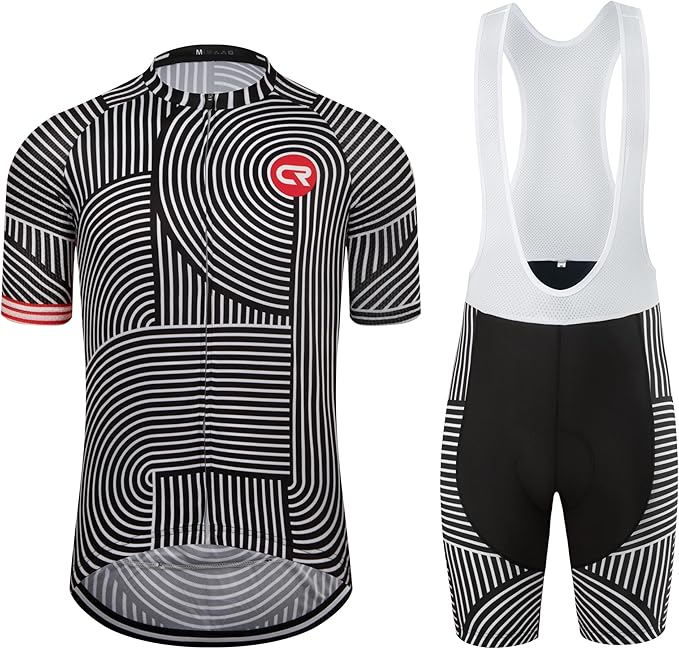 Coconut Ropamo CR Men's Cycling Jersey Set Road Bike Jersey Zipper Pocket Bib Shorts with 4D Padded Cycling Clothing Set