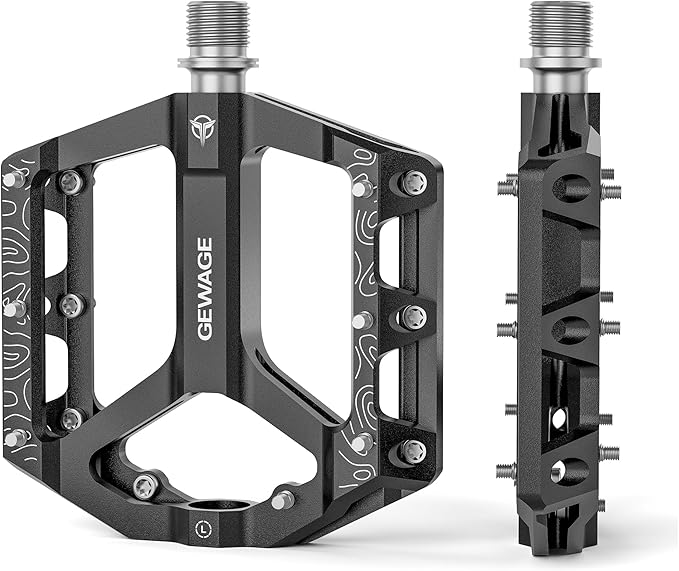 Road/Mountain Bike Pedals -Non-Slip Bicycle Flat Pedals Aluminum 9/16" - 3 Sealed Bearing Lightweight Platform Pedals for Road Mountain BMX MTB Bike