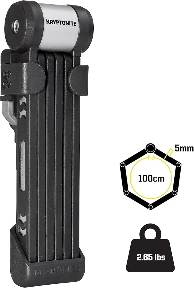 Kryptonite Kryptolok 610 S Folding Bike Lock, Compact Lightweight High Security Anti-Theft Foldable Bicycle Lock with 2 Keys and Mount for E-Bikes Scooter Road Mountain Bikes, 100cm (39 in)