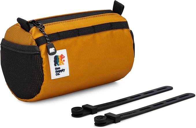 Handlebar Bike Bag – Water-Resistant Hard Shell with Quick-Access Zipper, Side Mesh Pockets, and Spacious Storage – Ideal for Cycling, Commuting, and Adventure Rides (Golden Yellow)