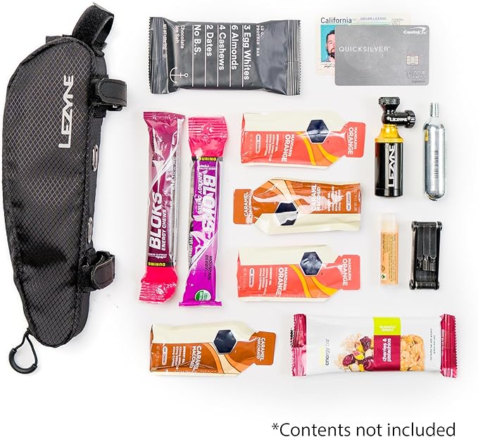 LEZYNE Energy Caddy Bicycle Frame Storage Bag - Water-Resistant Bike Top Tube Organizer with Zipper Closure, 3-Point Attachment