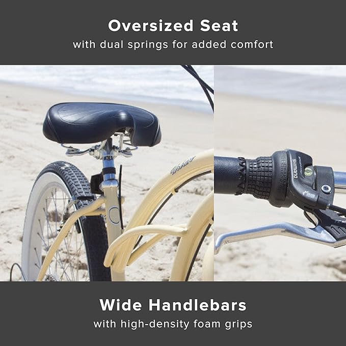 sixthreezero Urban Lady Beach Cruiser Bike, Women's 3 Speed Hybrid Bicycle