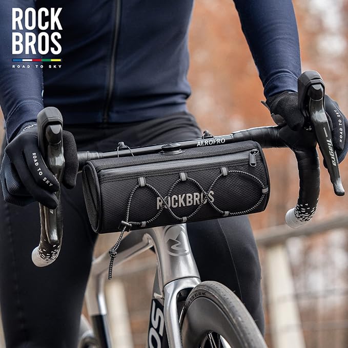 ROCKBROS ROAD TO SKY Bike Handlebar Bag Bicycle Front Bag Bag Storage Bag Lightweight & Sturdy Bicycle Handlebar bag for Road Mountain Bike 2L,Black