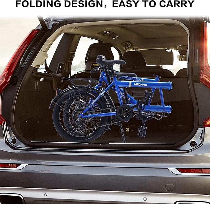 Foldable Tandem Bike, 20”City Tandem Folding Bicycle, 7-Speed Adjustable Cruiser Bike Folding Bike with 3 Seats& Disc Brake, CE FCC CCC