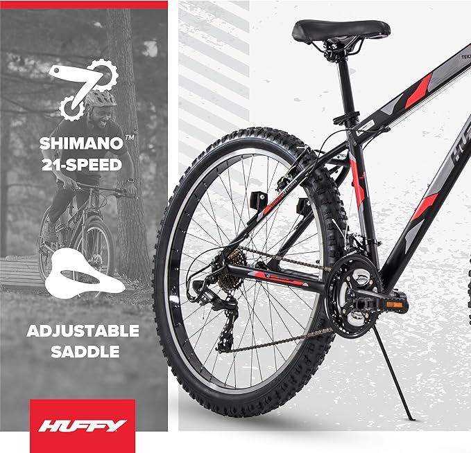 Huffy Mountain Bikes for Men, 26/27.5 Inch Sizes, Multiple Speeds, Suspension Available, Fat Tire Option, Sleek Graphics, Disc Brakes Available, Adjustable Comfort Saddle, Durable, Multiple Colors