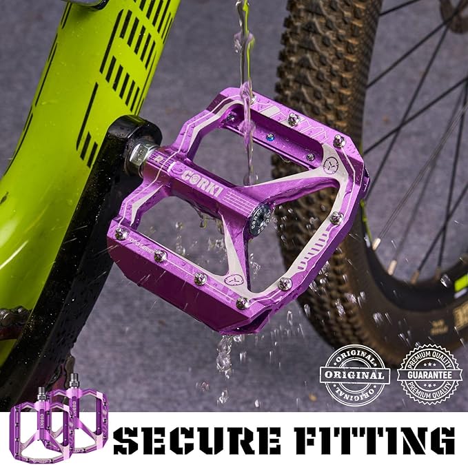 corki Extra Large Mountain Bike Pedals Flat, Aluminum Alloy MTB Pedals, Wide Platform Pedals 9/16"(Black Red Purple Green)