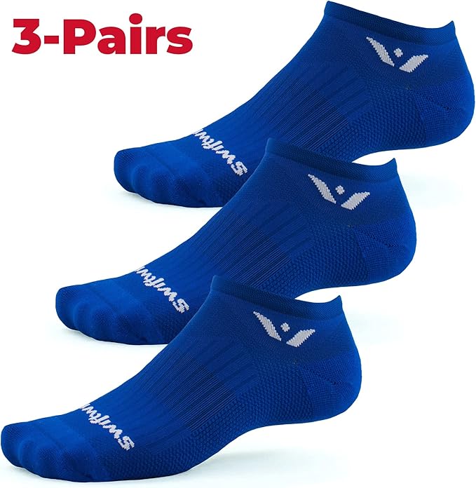 Swiftwick- ASPIRE (3 Pairs) No-Show Running Socks, Cycling Socks, Compression Fit