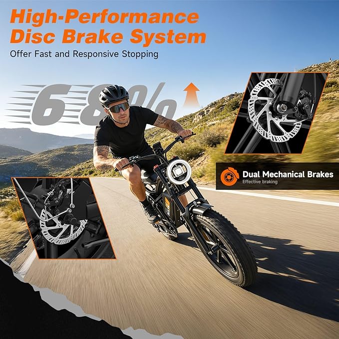 Electric Bike for Adults, 1500W-3000W Peak Ebike with Full Suspension, 20" x 4.0 Fat Tire Retro Scrambler Moped Style, 48V/52V Long Range All-Terrain Electric Bicycle, UL 2849 Certified