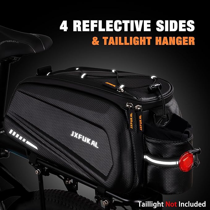 JXFUKAL Bike Bags for Bicycle Rear rack - 9.5L/17L/40L Hard Shell Waterproof Bike Ebike Trunk Pannier Saddle Seat Bag Carrier with Reflector, Rain Cover & Shoulder Strap for Commuter Travel Outdoor